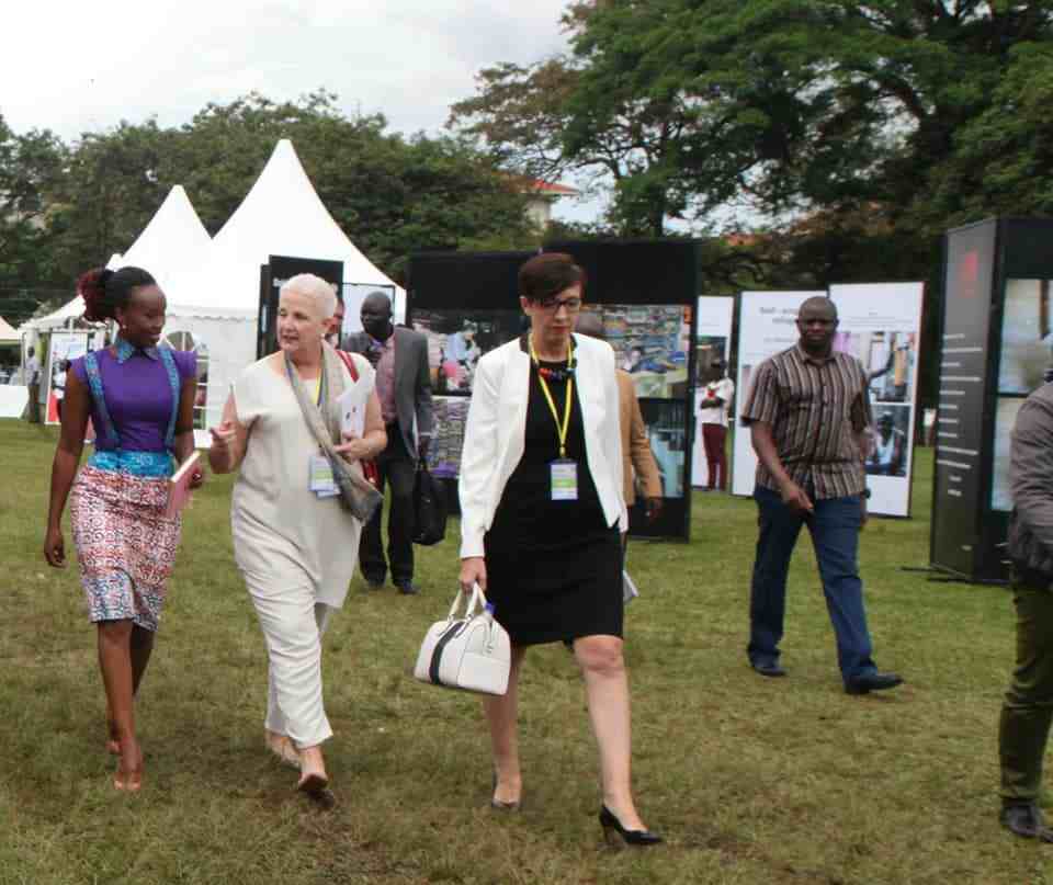 Barbie Kyagulanyi with ambassadors Malac and Rivoal at Makerere University