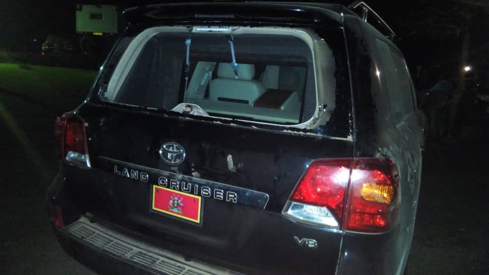 PHOTOS: Museveni Car Vandalised in Arua