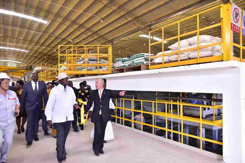 Museveni tours the first phase of the Sukulu Phosphate comprehensive Industrial Development Project launch. Courtesy Photo