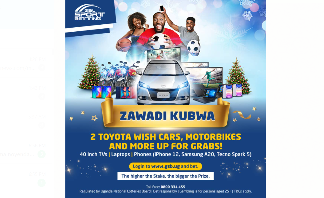 ZawadiKubwa: Gal Sports Betting to Reward Punters with Cars, Motorbikes, TVs, Laptops and Phones this Festive Season