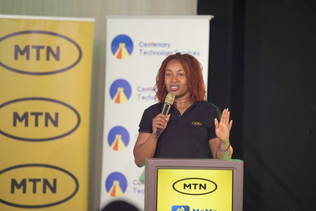 MTN CEO Slvia Mulinge speaks to newly admitted participants in the MTN ACE program in Kampala on 14 February 2023