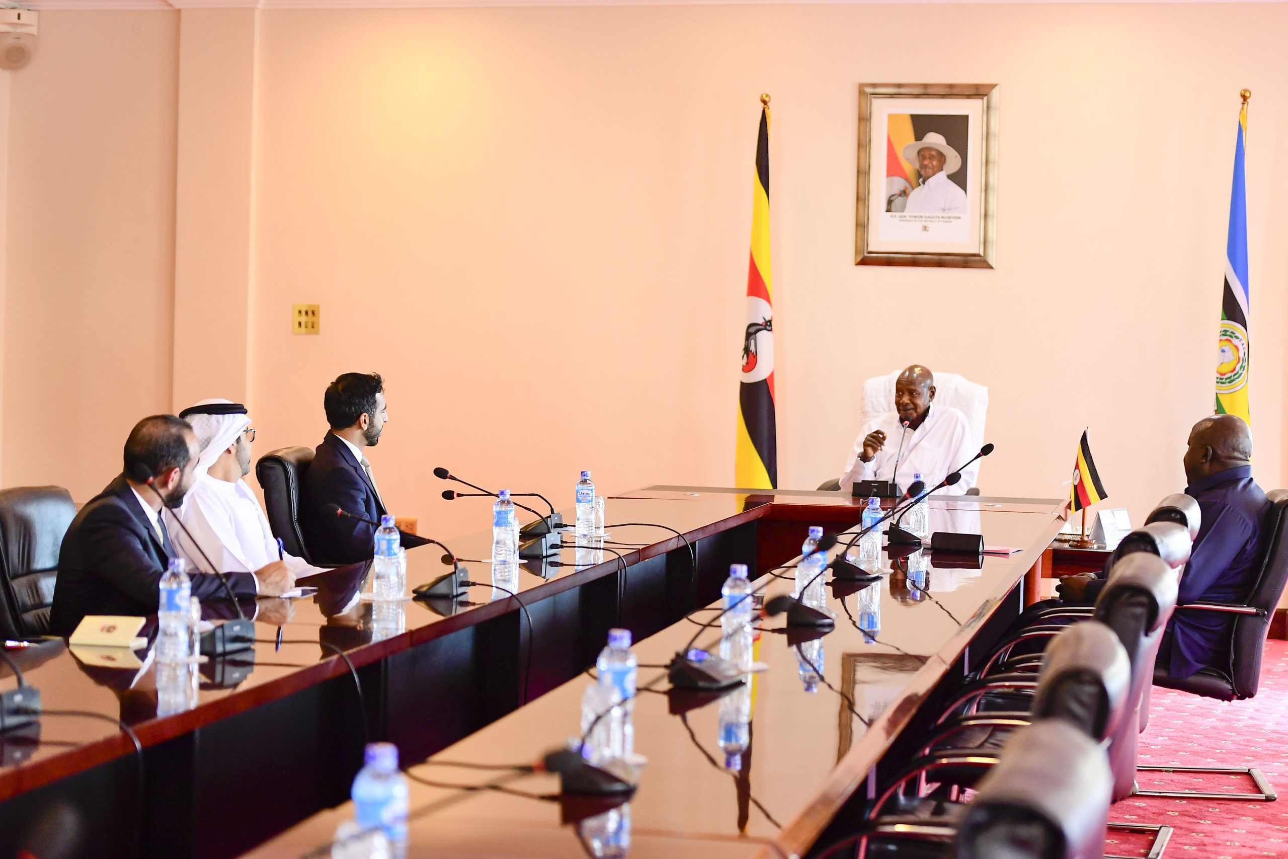 President Museveni Welcomes UAE Minister H.E Sheikh Shakhboot At State House Entebbe