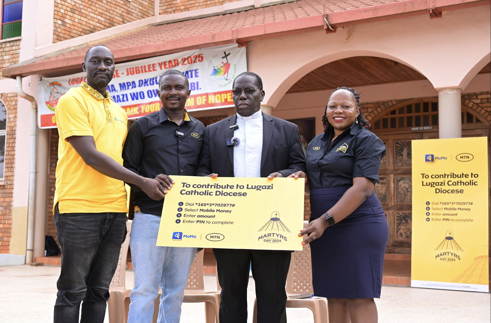 MTN Uganda Contributes UGX 15M, 500 Reflector Jackets to Support Lugazi Diocese Ahead of 2025 Catholic Martyrs Day Celebrations