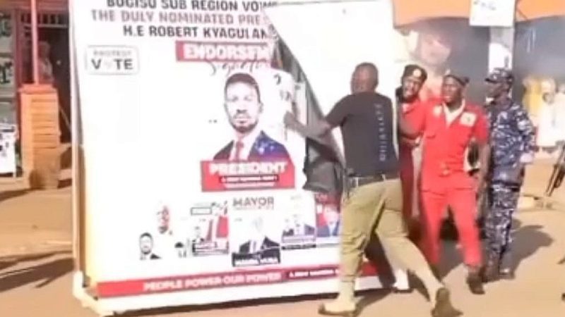 Police Probe Officers Filmed Tearing Bobi Wine Poster in Mbale