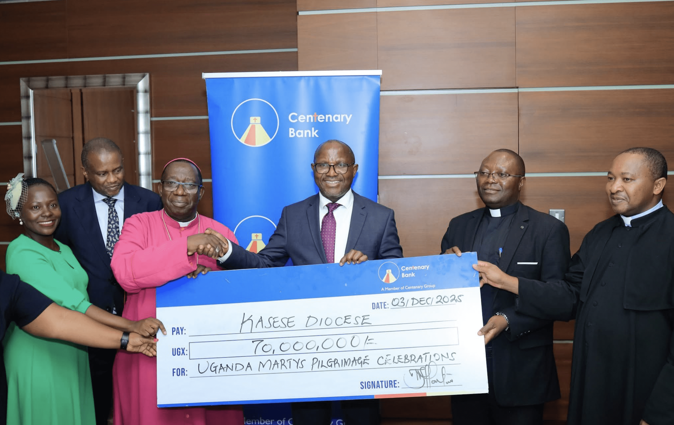 Centenary Bank Contributes UGX 70M to Kasese Diocese Ahead of 2026 Uganda Martyrs Day Celebrations